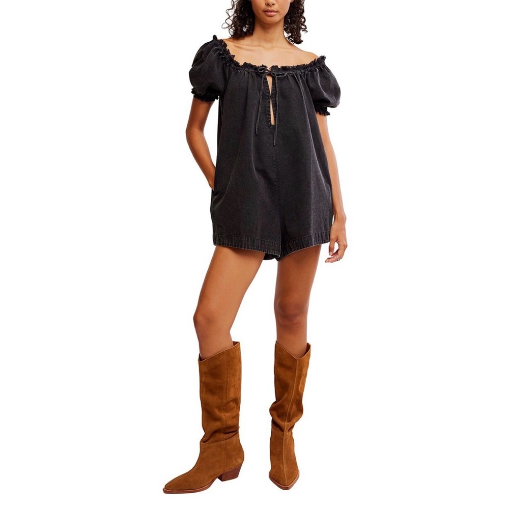 Free People Black Off-Shoulder Romper